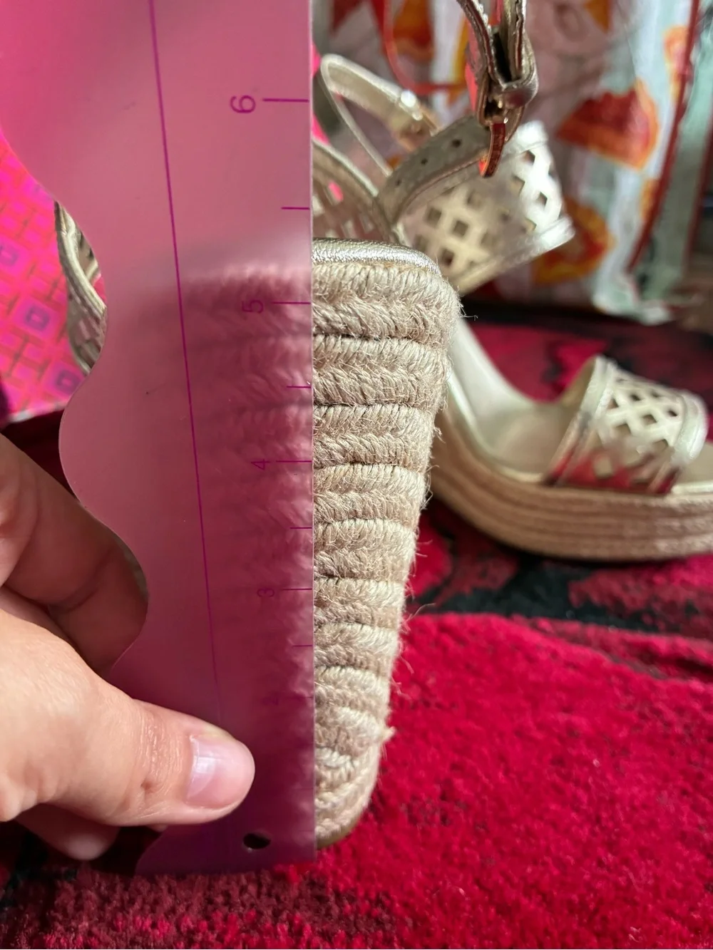 Tory Burch Metallic Gold Espadrille Wedges